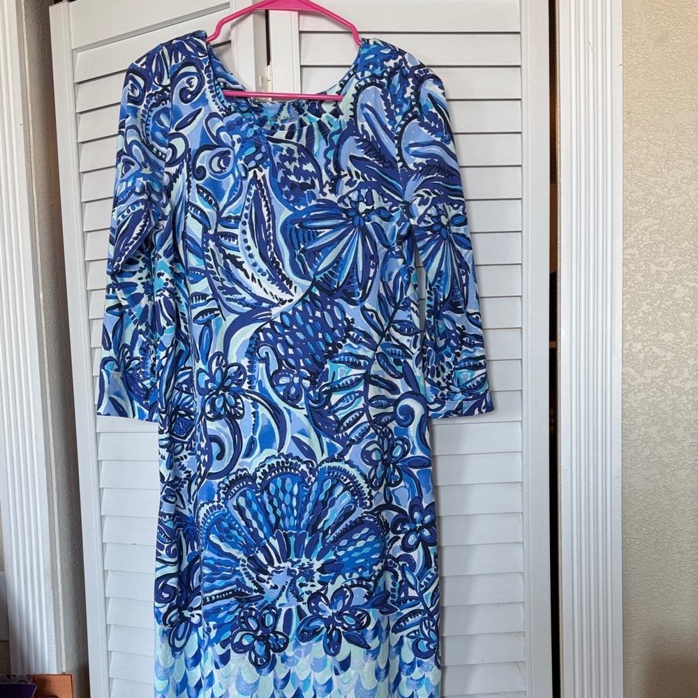 Lilly Pulitzer Blue Floral Long Sleeve Dress
